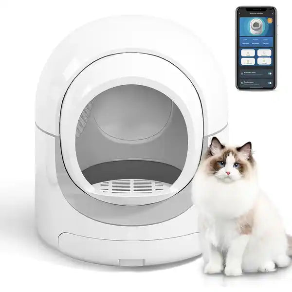 Self Cleaning Cat Litter Box, Automatic Cat Litter Box with APP Control Odor Removal Safety Protection for Multiple, Customized