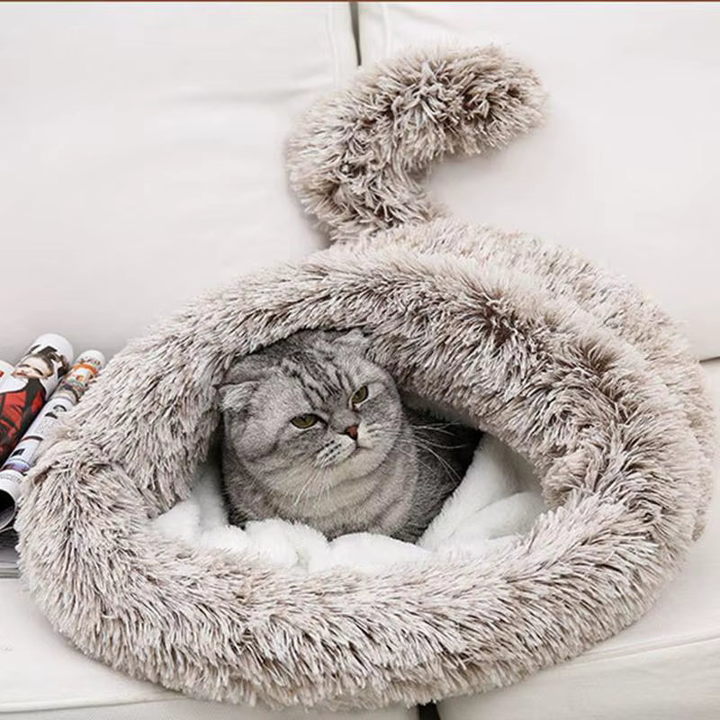 Winter Plush Pet Cat Bed Round Cat Cushi